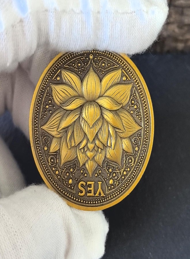 CYOUNG Golden Decision-Making Coin - Elegant Yes/No Challenge Coin with Lotus and Phoenix Design - Image 5